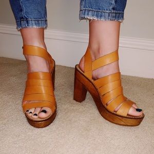 Free People Wood Platform Heels